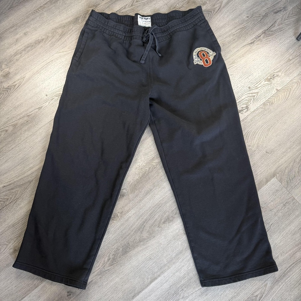 Old Navy Y2K Sweatpants Mens XL Blue Fleece Wide Leg Baggy Waist Lounge Casual